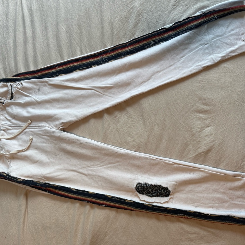 White Track Pants with Black Accents